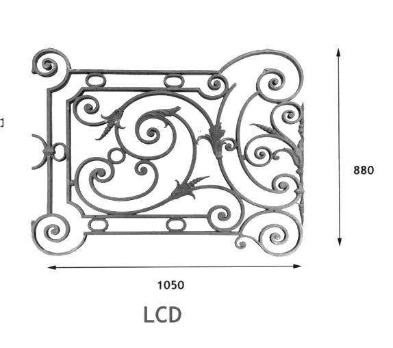 Geländer, kunstvoll gestaltetes Gusseisen-Geländer
