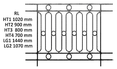 Geländer, kunstvoll gestaltetes Gusseisen-Geländer