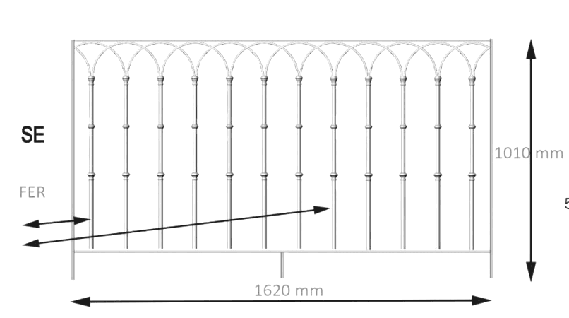 Geländer, kunstvoll gestaltetes Gusseisen-Geländer